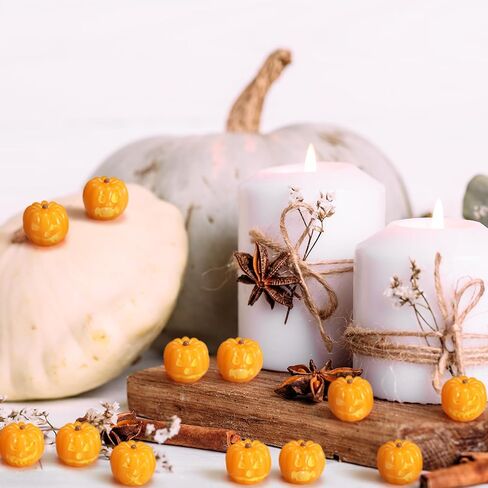 50 PCS ميني راتنجات القرع خريف عيد الهالوين مصغرة التماثيل اليقطين الخضروات الواقعة الاصطناعية لخريف عيد الشكر ديكور حفلات عيد الهالوين الحشو هدية (ريفي) in Kuwait