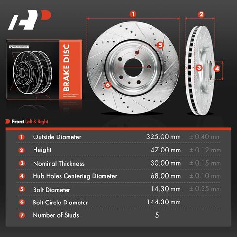 A-Premium 12.80 inch (325mm) Front Vented Disc Brake Rotors Compatible with Select Ford & Lincoln Models - Explorer 2011-2019, Taurus 2010-2019, Flex 2009-2019, MKS 2009-2012, MKT 2010-2019, 2-PC Set in Saudi Arabia