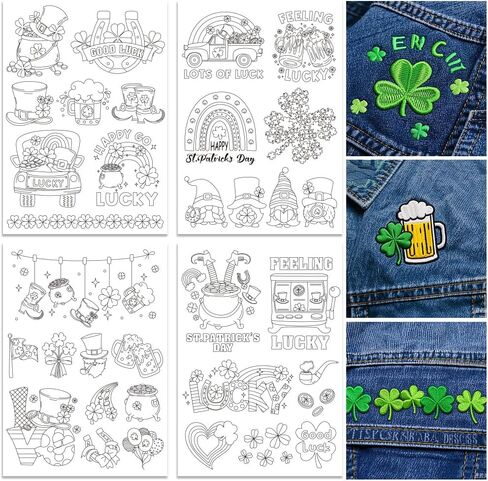 ORIGACH 4 Sheets 143 Pcs Water Soluble Embroidery Patterns Stabilizers - Pre-Printed Letter, Number & Floral Hand Sewing Stabilizers- Stick & Stitch Embroidery Patterns for Hand Sewing Beginner in Kuwait