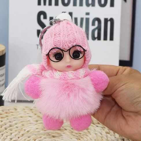 Fluffy Pom pom keychain keychain شعر أرنب اصطناعي لطيف من سلسلة مفاتيح السيارة مفتاحية. in Saudi Arabia