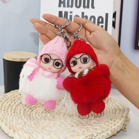Fluffy Pom pom keychain keychain شعر أرنب اصطناعي لطيف من سلسلة مفاتيح السيارة مفتاحية. in Saudi Arabia
