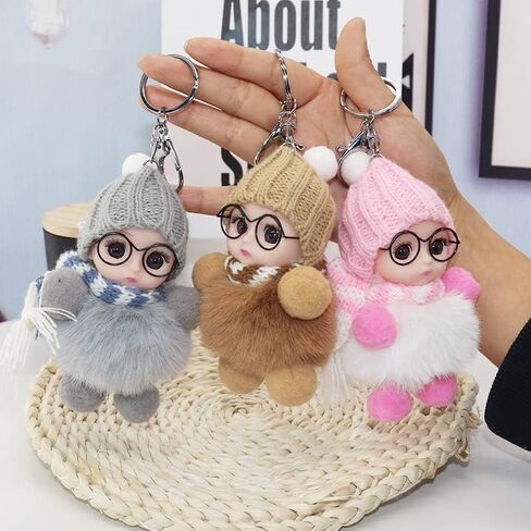 Fluffy Pom pom keychain keychain شعر أرنب اصطناعي لطيف من سلسلة مفاتيح السيارة مفتاحية. in Saudi Arabia