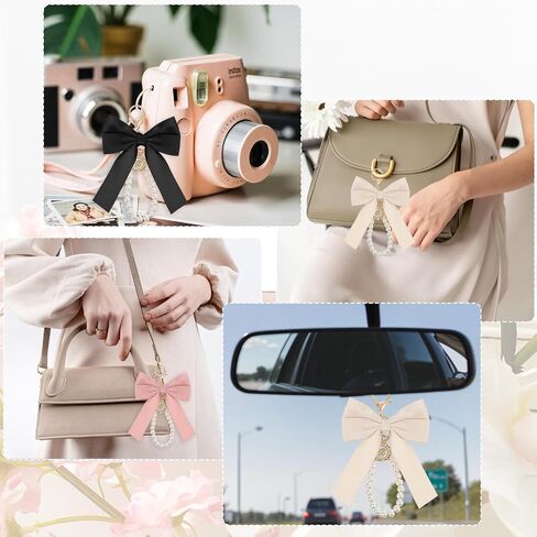 3pcs bow keychain charms for base bage ، wristlet keychain pearl ، charm backpack backpack chains for car coquette bas charms for women friend in Saudi Arabia