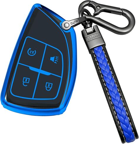 غطاء مفتاح FOB متوافق مع Chevrolet GMC 2024 2025 Canyon Sierra Colorado Explado Silverado Smart Key ، TPU Protection Case (Blue) in Kuwait