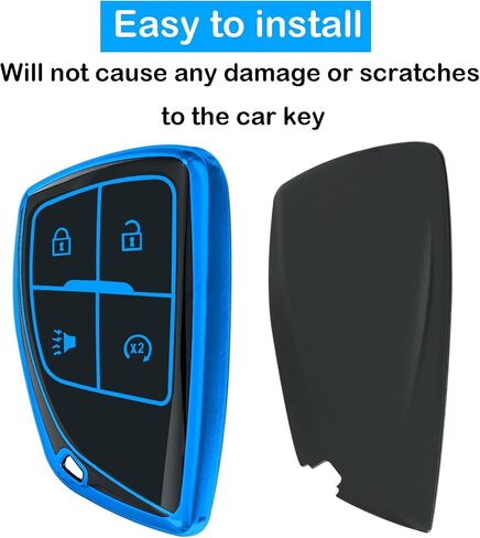 غطاء مفتاح FOB متوافق مع Chevrolet GMC 2024 2025 Canyon Sierra Colorado Explado Silverado Smart Key ، TPU Protection Case (Blue) in Kuwait