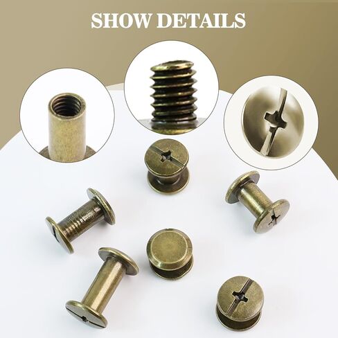 122 مجموعة أزرار الأزرار ، 6 أحجام من مسامير شيكاغو جلود مجموعة متنوعة ، لأكياس الجلود DIY ، والملابس ، والسترات ، والأحزمة ، وما إلى ذلك (مسامير جلدية M5 × 4 ، 5 ، 6 ، 8 ، 10 ، 12) in Kuwait