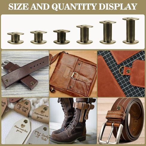 122 مجموعة أزرار الأزرار ، 6 أحجام من مسامير شيكاغو جلود مجموعة متنوعة ، لأكياس الجلود DIY ، والملابس ، والسترات ، والأحزمة ، وما إلى ذلك (مسامير جلدية M5 × 4 ، 5 ، 6 ، 8 ، 10 ، 12) in Kuwait