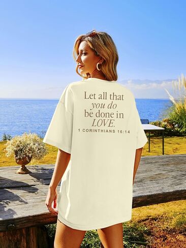 Christian Shirts for Women Oversized Jesus Shirt Religious Faith Tshirts Inspirational Graphic Tees Short Sleeve Top in Saudi Arabia