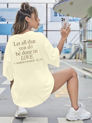 Christian Shirts for Women Oversized Jesus Shirt Religious Faith Tshirts Inspirational Graphic Tees Short Sleeve Top in Saudi Arabia