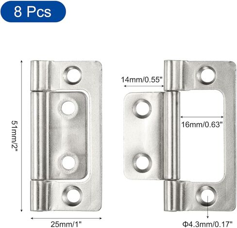 uxcell 8Pcs 2x1 Inch Door Hinges Non-Mortise No Noise Bifold Door Hinges Plating for Cabinet Furniture Window Wardrobe, Black in Kuwait