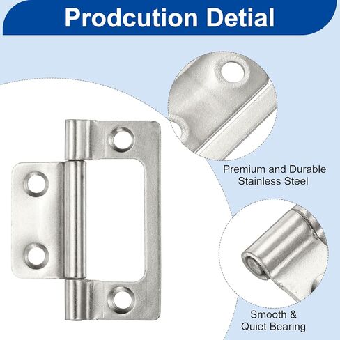 uxcell 8Pcs 2x1 Inch Door Hinges Non-Mortise No Noise Bifold Door Hinges Plating for Cabinet Furniture Window Wardrobe, Black in Kuwait