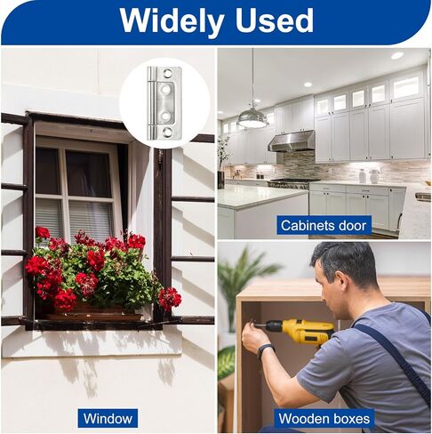 uxcell 8Pcs 2x1 Inch Door Hinges Non-Mortise No Noise Bifold Door Hinges Plating for Cabinet Furniture Window Wardrobe, Black in Kuwait