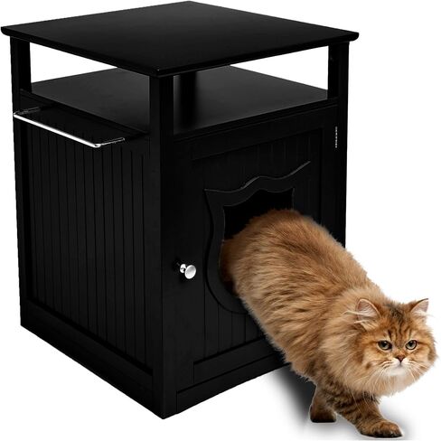 Nightstand Pet House, Litter Box Furniture Indoor Pet Crate, Litter Box Enclosure, Cat Washroom (Grey) in Saudi Arabia