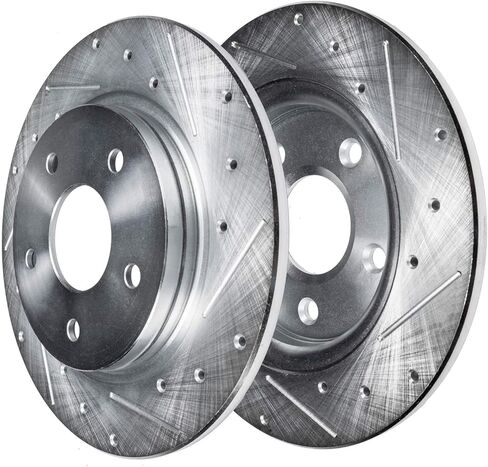 Detroit Axle - 11.22 Inch (285mm) مجموعة الفرامل الخلفية لـ 03-06 Jeep Liberty Wrangler TJ حفر دوارات فرامل القرص ذات الأحجار 2003 2004 2005 in Saudi Arabia
