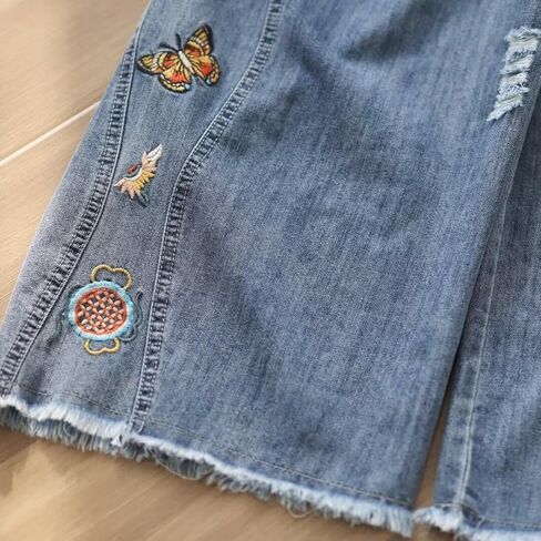 Fashion Spring Summer Ladies Ripped Loose Jeans Women Casual Embroidery Elastic Wide-Leg Denim Trousers in Saudi Arabia