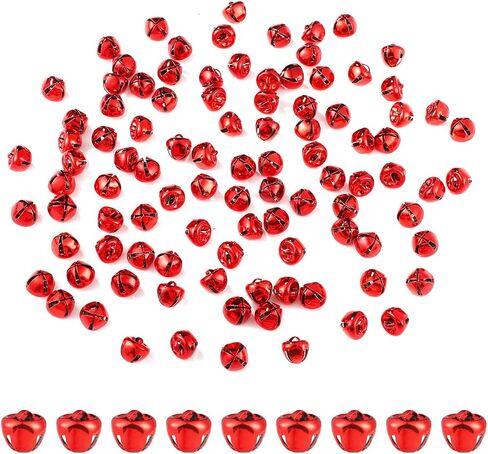 100pcs Jingle Bells for Crafting, 0.39in Mini Christmas Bells DIY Small Bells for Crafts Decorative Metal Tiny Bells for Xmas Holiday Festival Home Party Gift Boxes Decorations（Gold） in Saudi Arabia