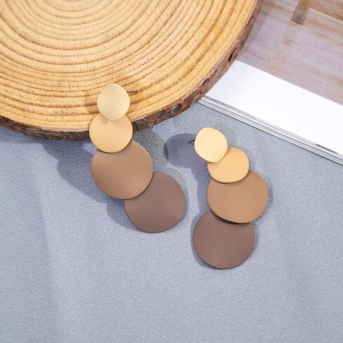 Round Acrylic Dangle Earrings Boho Lightweight Geometric Statement Resin Disk Drop Earrings Round Piece Tassel Stud Earrings for Women Summer Beach Jewelry in Saudi Arabia