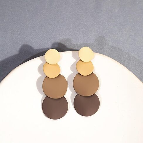 Round Acrylic Dangle Earrings Boho Lightweight Geometric Statement Resin Disk Drop Earrings Round Piece Tassel Stud Earrings for Women Summer Beach Jewelry in Saudi Arabia