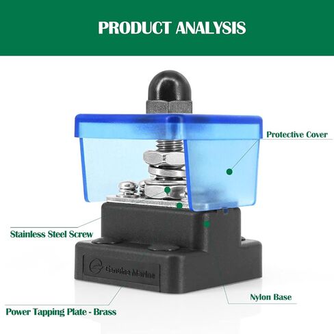 LENKRAD M8 Single Stud Bus Bar 12V Marine Terminal Block 5/16" Post,New Energy BusBar,12-48v Insulated Power Distribution Terminal Block with Cover in Kuwait