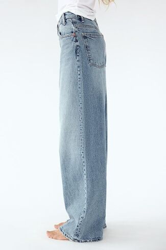 yoeasy Women's Casual Baggy Jeans Crossover Mid Waist Wide Leg Loose Boyfriend Denim Pants Trousers with Pockets in Saudi Arabia