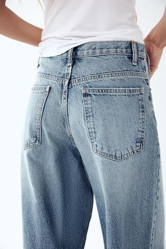 yoeasy Women's Casual Baggy Jeans Crossover Mid Waist Wide Leg Loose Boyfriend Denim Pants Trousers with Pockets in Saudi Arabia