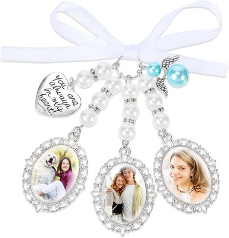 باقة زفاف سحر لذاكرة الزفاف باقة باقة باقة مع لؤلؤة بيضاء وقلادة القلب لاسي البيضاوي البيض in Kuwait