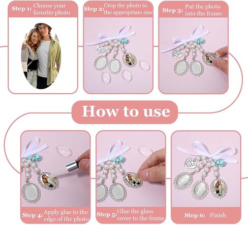 باقة زفاف سحر لذاكرة الزفاف باقة باقة باقة مع لؤلؤة بيضاء وقلادة القلب لاسي البيضاوي البيض in Kuwait