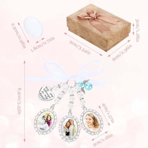 باقة زفاف سحر لذاكرة الزفاف باقة باقة باقة مع لؤلؤة بيضاء وقلادة القلب لاسي البيضاوي البيض in Kuwait