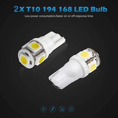 Partsam 194 مصابيح LED مصابيح لوحة ترخيص بيضاء 168 T10 2825 W5W مصابيح LED للسيارة الداخلية Dome Map Door مجاملة أضواء لوحة الترخيص Super Bright 6000k 5 5050-SMD LED in Saudi Arabia