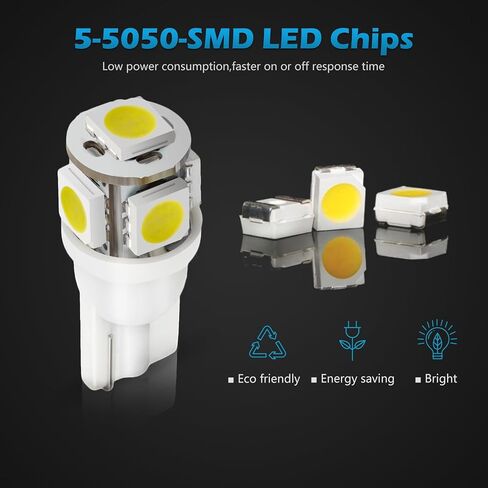 Partsam 194 مصابيح LED مصابيح لوحة ترخيص بيضاء 168 T10 2825 W5W مصابيح LED للسيارة الداخلية Dome Map Door مجاملة أضواء لوحة الترخيص Super Bright 6000k 5 5050-SMD LED in Saudi Arabia