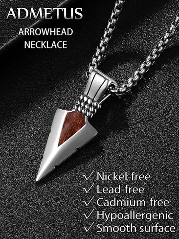 قلادة Admetus Arrowhead للرجال 925 Sterling Silver American Jewelry American West Pendant Present Protects لعشاق الرياضة في الهواء الطلق مع 2.5 مم 22 "+2" Rolo سلسلة in Kuwait