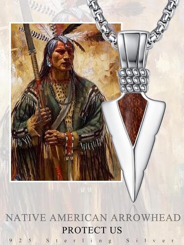 قلادة Admetus Arrowhead للرجال 925 Sterling Silver American Jewelry American West Pendant Present Protects لعشاق الرياضة في الهواء الطلق مع 2.5 مم 22 "+2" Rolo سلسلة in Kuwait