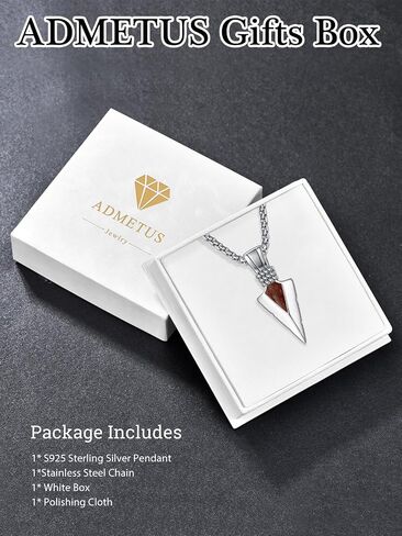 قلادة Admetus Arrowhead للرجال 925 Sterling Silver American Jewelry American West Pendant Present Protects لعشاق الرياضة في الهواء الطلق مع 2.5 مم 22 "+2" Rolo سلسلة in Kuwait