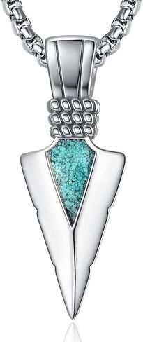 قلادة Admetus Arrowhead للرجال 925 Sterling Silver American Jewelry American West Pendant Present Protects لعشاق الرياضة في الهواء الطلق مع 2.5 مم 22 "+2" Rolo سلسلة in Kuwait