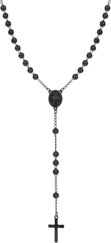Eigso Pearl Rosary Necklaces for Men Women Catholic Necklace for Man Woman Christian Crucifix Pendant Chain in Saudi Arabia
