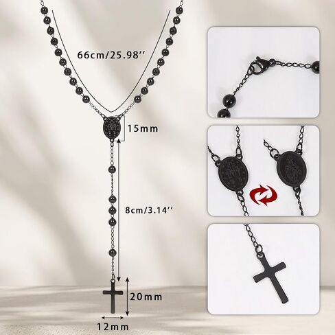 Eigso Pearl Rosary Necklaces for Men Women Catholic Necklace for Man Woman Christian Crucifix Pendant Chain in Saudi Arabia