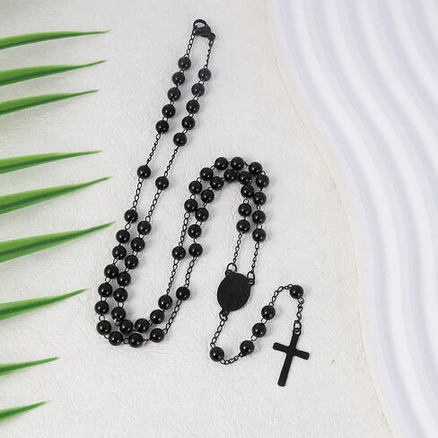 Eigso Pearl Rosary Necklaces for Men Women Catholic Necklace for Man Woman Christian Crucifix Pendant Chain in Saudi Arabia
