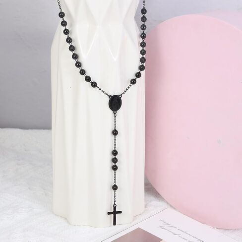 Eigso Pearl Rosary Necklaces for Men Women Catholic Necklace for Man Woman Christian Crucifix Pendant Chain in Saudi Arabia