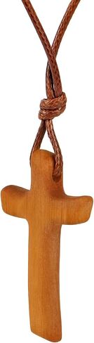قلادة Wellhouse Wood Olive Cross: هدية قلادة مسيحية للنساء والرجال. مثالي للسيارة والجدار والكنيسة والمنزل. in Kuwait