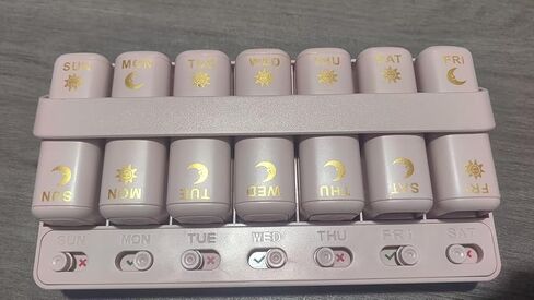 Weekly Pill Organizer 2 Times a Day + 2 Detachable Pill Organizers kit - AM PM Travel Pill Organizer for Vitamin Medicine Supplement Fish Oil, Green Daily Pill Organizer 2 Times a Day in Kuwait