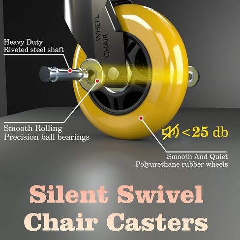 Office Chair Wheels Replacement,7/16" x 7/8",Universal fit for Most Office Chairs，Suitable for Hardwood Floors & Carpet,Set of 5,Easy to Install,Smooth & Quiet Rolling Desk Chair casters in Saudi Arabia
