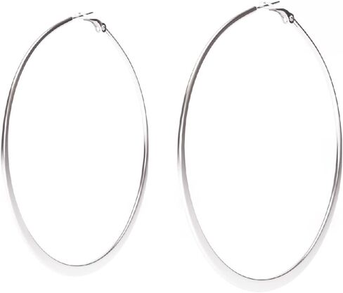 60mm Classic Silver Large Hoop Earrings, Women's Silver Hypoallergenic Exaggerated Hoop Earrings in Saudi Arabia