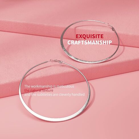60mm Classic Silver Large Hoop Earrings, Women's Silver Hypoallergenic Exaggerated Hoop Earrings in Saudi Arabia