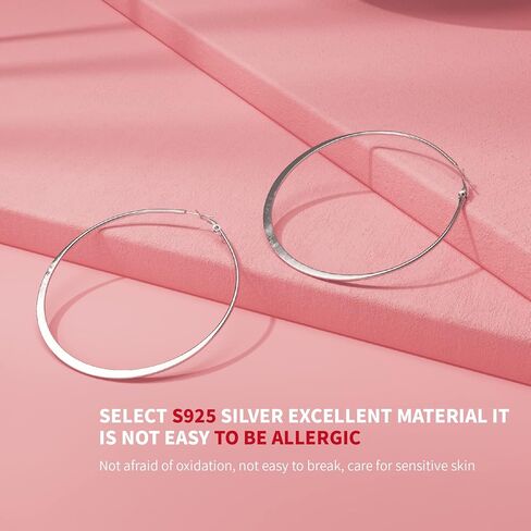 60mm Classic Silver Large Hoop Earrings, Women's Silver Hypoallergenic Exaggerated Hoop Earrings in Saudi Arabia