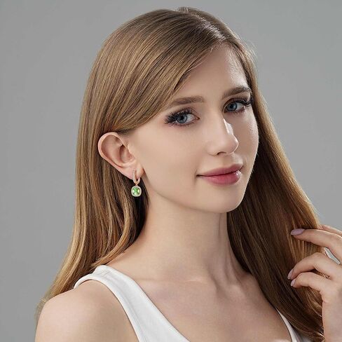 EVEVIC Austrian Crystal Leverback Square Cushion Halo Dangle Huggie Earrings for Women 14K Gold Plated Hypoallergenic Jewelry Gift in Saudi Arabia