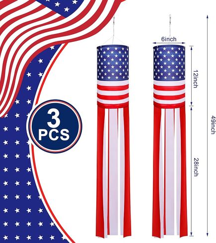 2 قطعة 40 بوصة العلم الأمريكي الأمريكي Windsock نجوم وخطوط ليوم العلم وزينة الرابع من يوليو في الهواء الطلق in Saudi Arabia