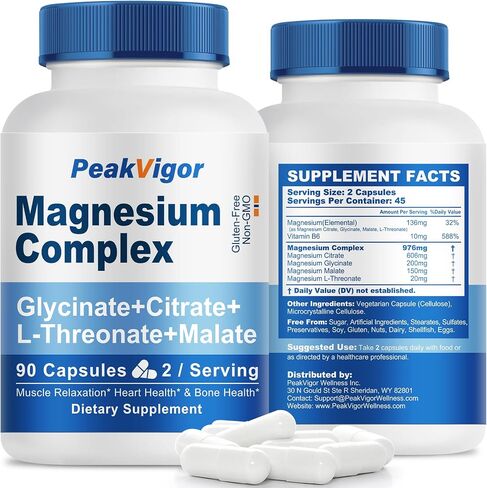 Magnesium Complex 90 Capsules | High Absorption | 5-in-1 Formula | 45 Days Servings | Third Party Tested | Dietary Supplement in Kuwait