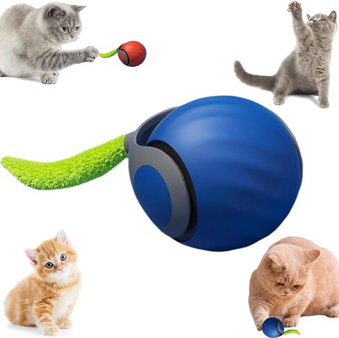 Speedy Tail 2.0,Speedy Tail Cat Toy,2025 New Generation Interactive Cat Toy,Interactive Cat Toys for Indoor Cats,Smart Interactive Cat Toy Ball,Automatic Moving Cat Toy Ball with Tail (Blue) in Kuwait
