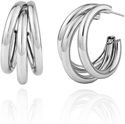 ONLYJUMP Hoop Earrings Gold Open C Shape 14K Gold Earrings Triple Hoop Earrings Triple Hoop Earrings Minimal Statement Fashion Jewelry Gifts in Saudi Arabia