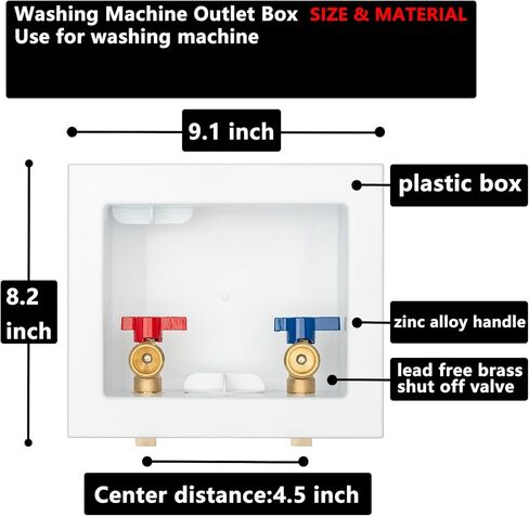 (1 Pack) Lidertik Washing Machine Outlet Box CPVC 1/2 inch with Copper Hammer Arrestors, Inlet 1/2 inch CPVC Pipe Fitting x Outlet 3/4 inch Male Thread LI-XYJH-640 in Kuwait